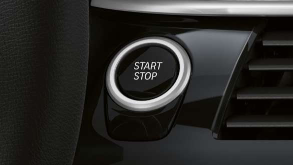 Adaptivt chassi BMW 5-serie Sedan G30 Adaptivt chassi BMW 5-serie Sedan G30 Facelift 2020 närbild start-/stoppknapp