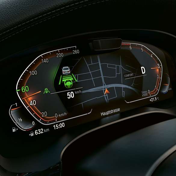 Informationsdisplay BMW 5-serie Touring G31 Informationsdisplay BMW 5-serie Touring G31 Facelift 2020 Sofistogrå närbild Interiör