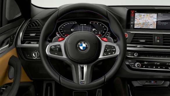 BMW M3 Competition, M lädersportratt. BMW X3 M Competition och BMW X4 M, Interiör, Cockpit med M lädersportratt inkl. multifunktion.