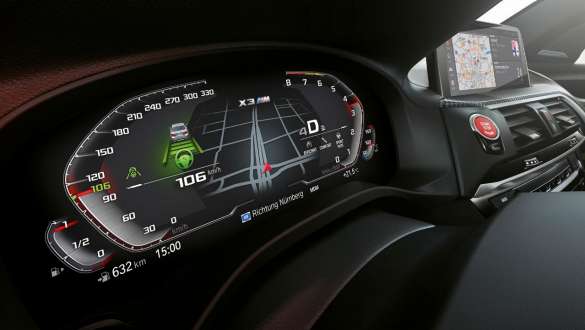BMW X3 M Competition, M-specifikt kombiinstrument. BMW X3 M Competition och BMW X4 M, Interiör, Cockpit med M-specifikt kombiinstrument.