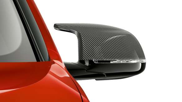 BMW X4 M Competition, M backspegelskåpor i kolfiber. BMW X4 M Competition i Torontoröd metallic, Exteriör, M Carbon exteriörpaket, M backspegelskåpor i kolfiber.