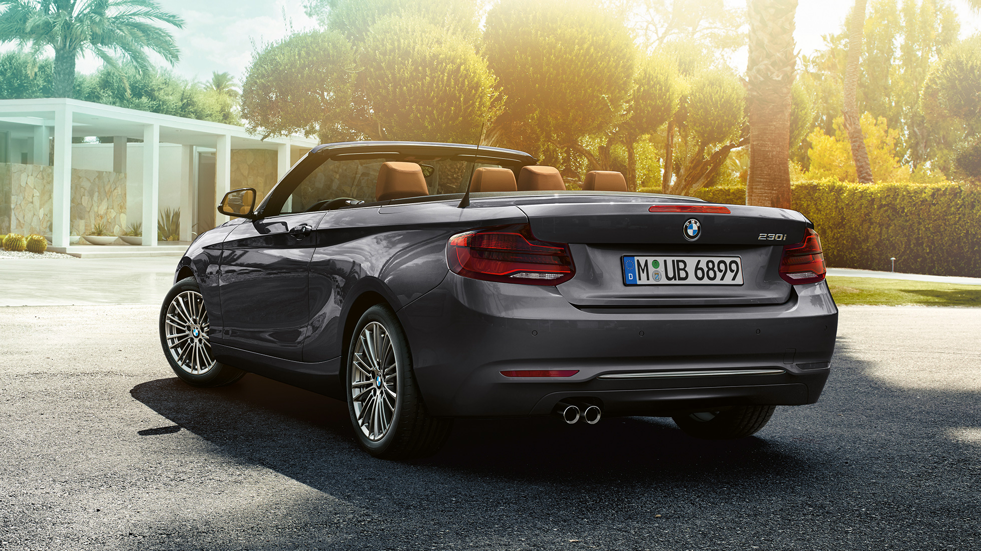 BMW 2-serie Cabriolet, trefjärdedelsvy bakifrån BMW 2-serie Cabriolet, trefjärdedelsvy bakifrån