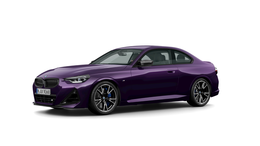 BMW M240i xDrive Coupé trefjärdedelsvy från sidan BMW M240i xDrive Coupé trefjärdedelsvy från sidan
