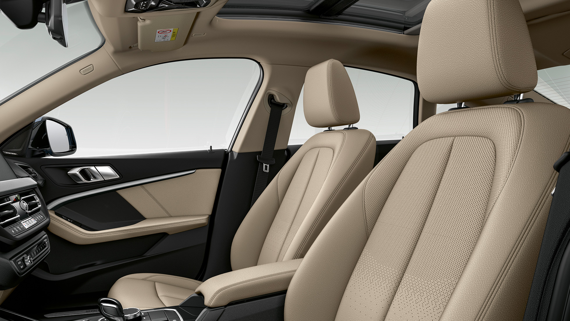 Lädersäten med svart perforering BMW 2-serie Gran Coupé, Model Luxury Line Lädersäten med svart perforering BMW 2-serie Gran Coupé, Model Luxury Line F44 interiör