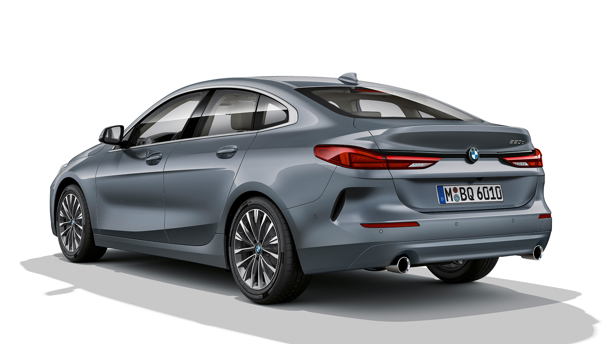 17” lättmetallfälgar BMW 2-serie Gran Coupé, Model Luxury Line 17” lättmetallfälgar BMW 2-serie Gran Coupé Modell Luxury Line Storm Bay metallic F44 trefjärdedelsvy från sidan
