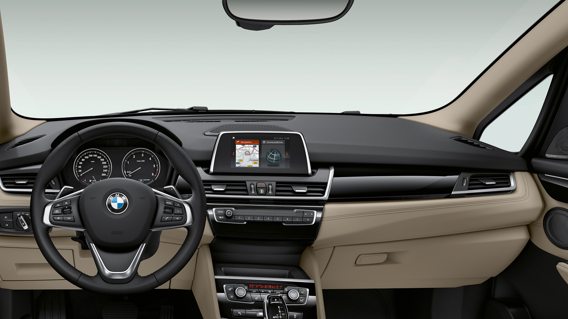 Förarplats BMW 2-serie Gran Tourer, Modell Sport Line Förarplats BMW 2-serie Gran Tourer 220d xDrive Modell Sport Line F46 2018 Interiör