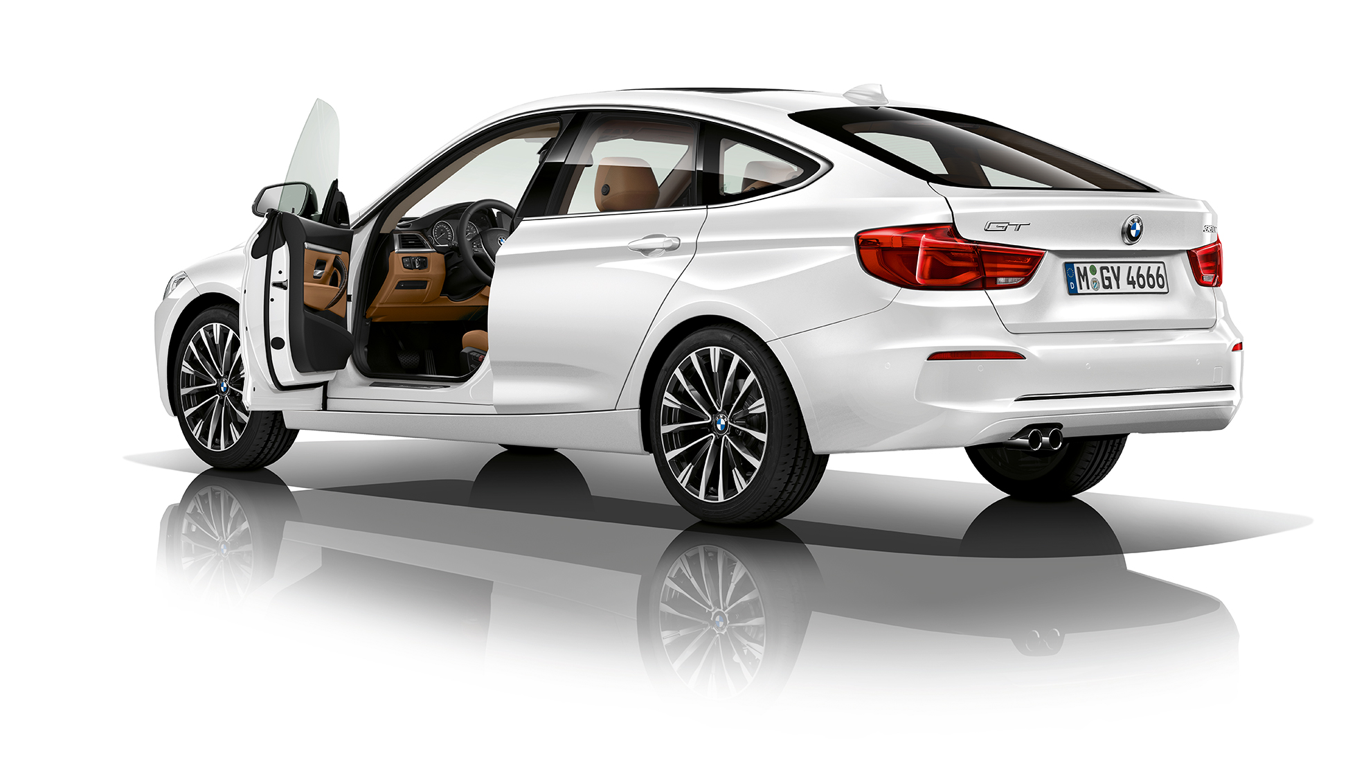 BMW 3-serie Gran Turismo, Model Luxury Line trefjärdedelsvy bakifrån BMW 3-serie Gran Turismo, Model Luxury Line trefjärdedelsvy bakifrån