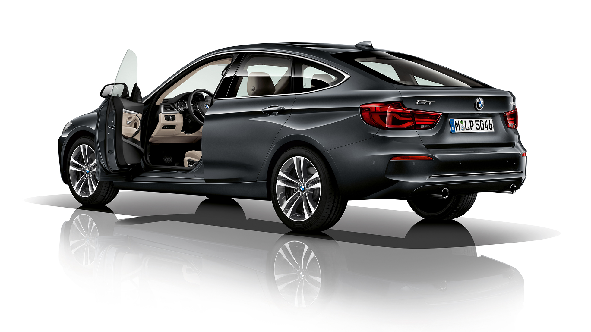 BMW 3-serie Gran Turismo, Model Sport Line trefjärdedelsvy bakifrån BMW 3-serie Gran Turismo, Model Sport Line trefjärdedelsvy bakifrån