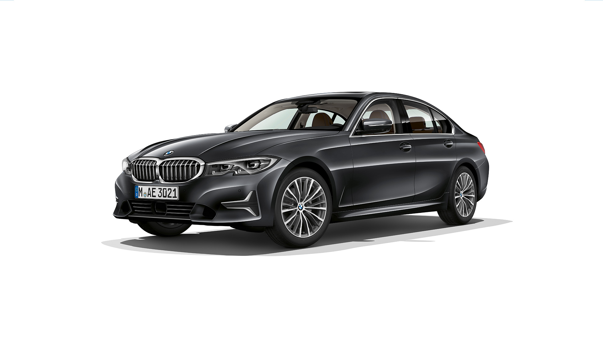 BMW 3-serie Sedan Luxury Line. Stillastående BMW 3-serie Sedan Luxury Line sedd från sidan.