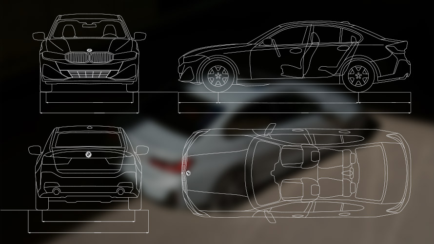 BMW 3-serie Sedan LCI G20 tekniska dataskisser BMW 3-serie Sedan LCI G20 tekniska dataskisser