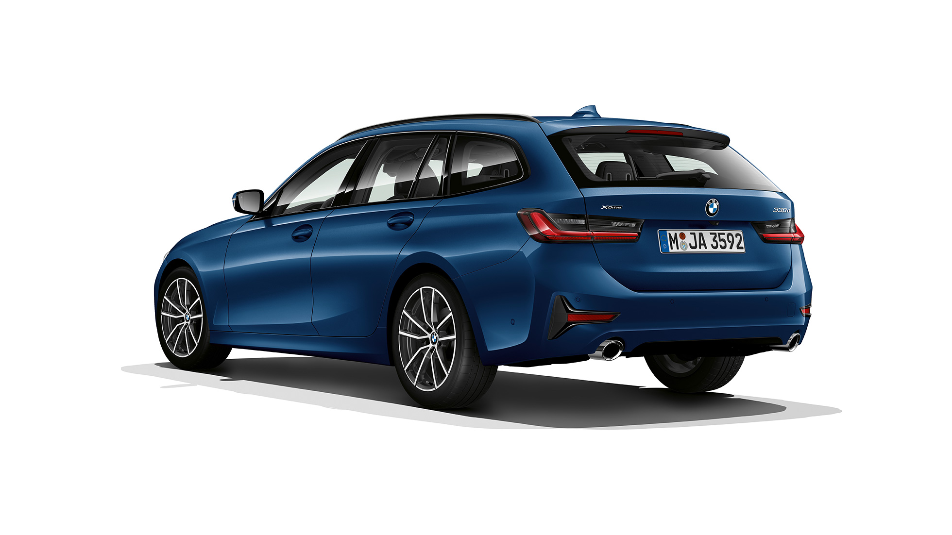 Modell Sport Line trefjärdedelsvy bakifrån BMW 3-serie Touring, modell Sport Line trefjärdedelsvy bakifrån