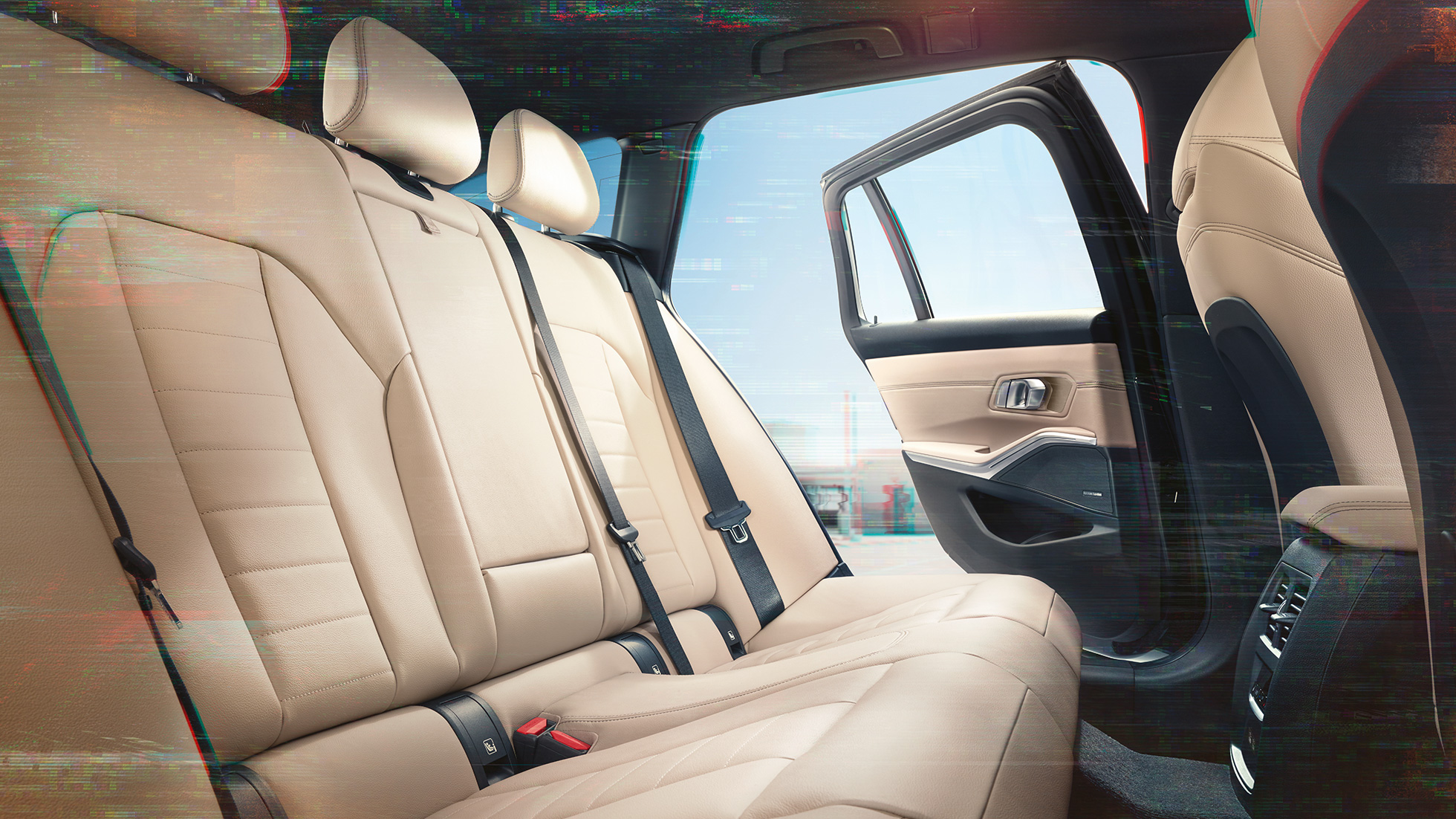 BMW 3-serie Touring, detaljbild baksäte BMW 3-serie Touring, detaljbild baksäte med klädsel