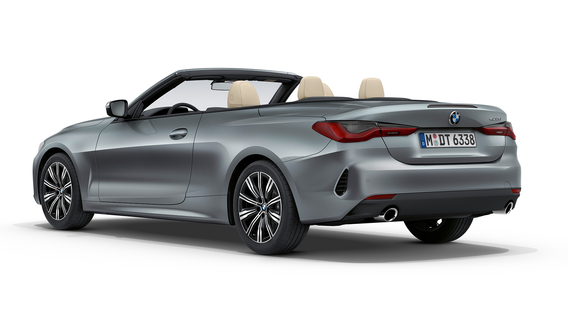 Bakparti BMW 4-serie Coupé Standardutrustning G23 2020 BMW 4-serie Cabriolet G23 2020 Standardutrustning Sanremo Green metallic sedd snett bakifrån