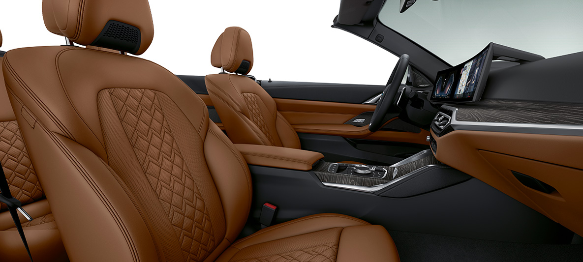 BMW Individual utökad helläderutrustning ’Merino’ ’Tartufo’ BMW 4-serie Cabriolet 2020 G23 Kupé BMW Individual utökad helläderutrustning ’Merino’ ’Tartufo’ BMW 4-serie Cabriolet G23 2020 Kupé förarplats