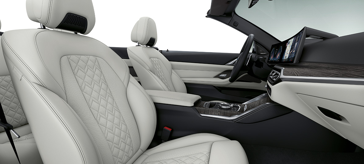 BMW Individual utökad helläderutrustning Elfenbensvit BMW 4-serie Cabriolet G23 2020 Kupé BMW Individual utökad helläderutrustning ’Merino’ Elfenbensvit BMW 4-serie Cabriolet G23 2020 Kupé