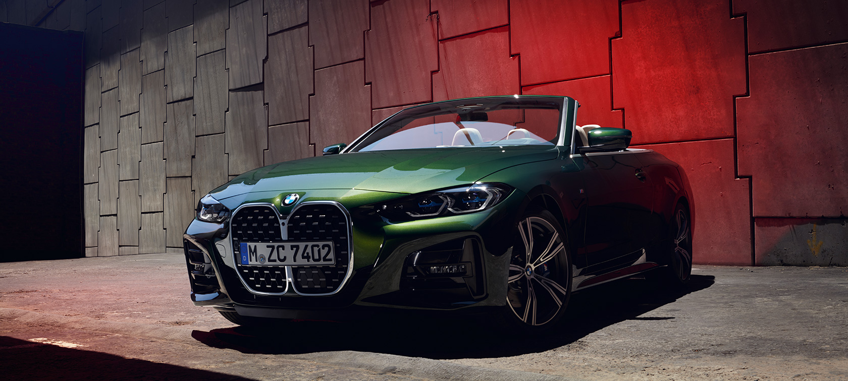 BMW 4-serie G23 2020 Sanremo Green metallic, sedd snett framifrån 