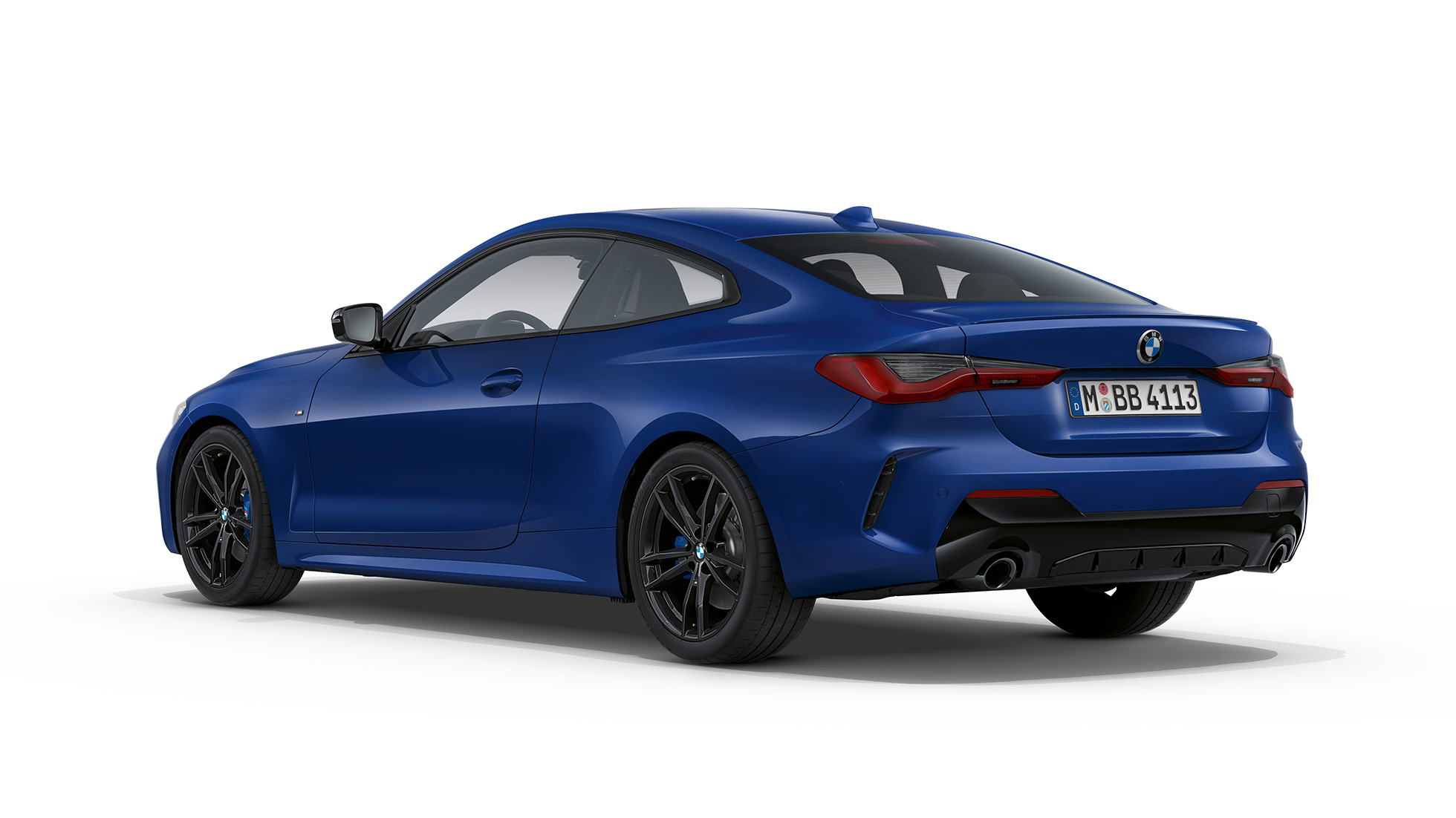 Bakparti BMW 4-serie Coupé M Sport G22 2020 BMW 4-serie Coupé G22 2020 M Sport Arctic Race Blue metallic, sedd snett bakifrån