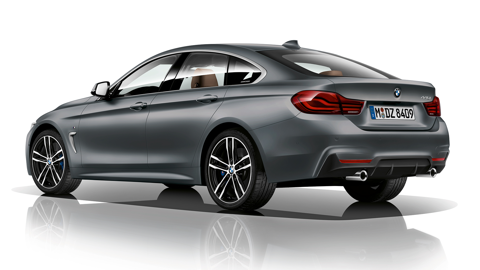 BMW 4-serie Gran Coupé, Model M Sport trefjärdedelsvy bakifrån BMW 4-serie Gran Coupé, Model M Sport trefjärdedelsvy bakifrån