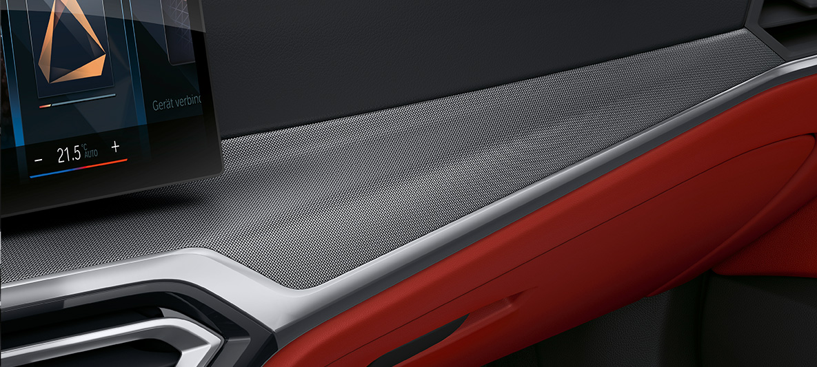 Interiörlister Aluminiumväv högglans Svart BMW 4-serie Gran Coupé G26 2021 Kupé BMW Individual interiörlister Aluminiumväv högglans BMW 4-serie Gran Coupé G26 2021 Kupé