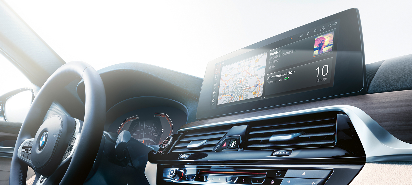Control Display BMW 5-serie Touring Control Display BMW 5-serie Touring 530d xDrive Touring G31 Förarplats