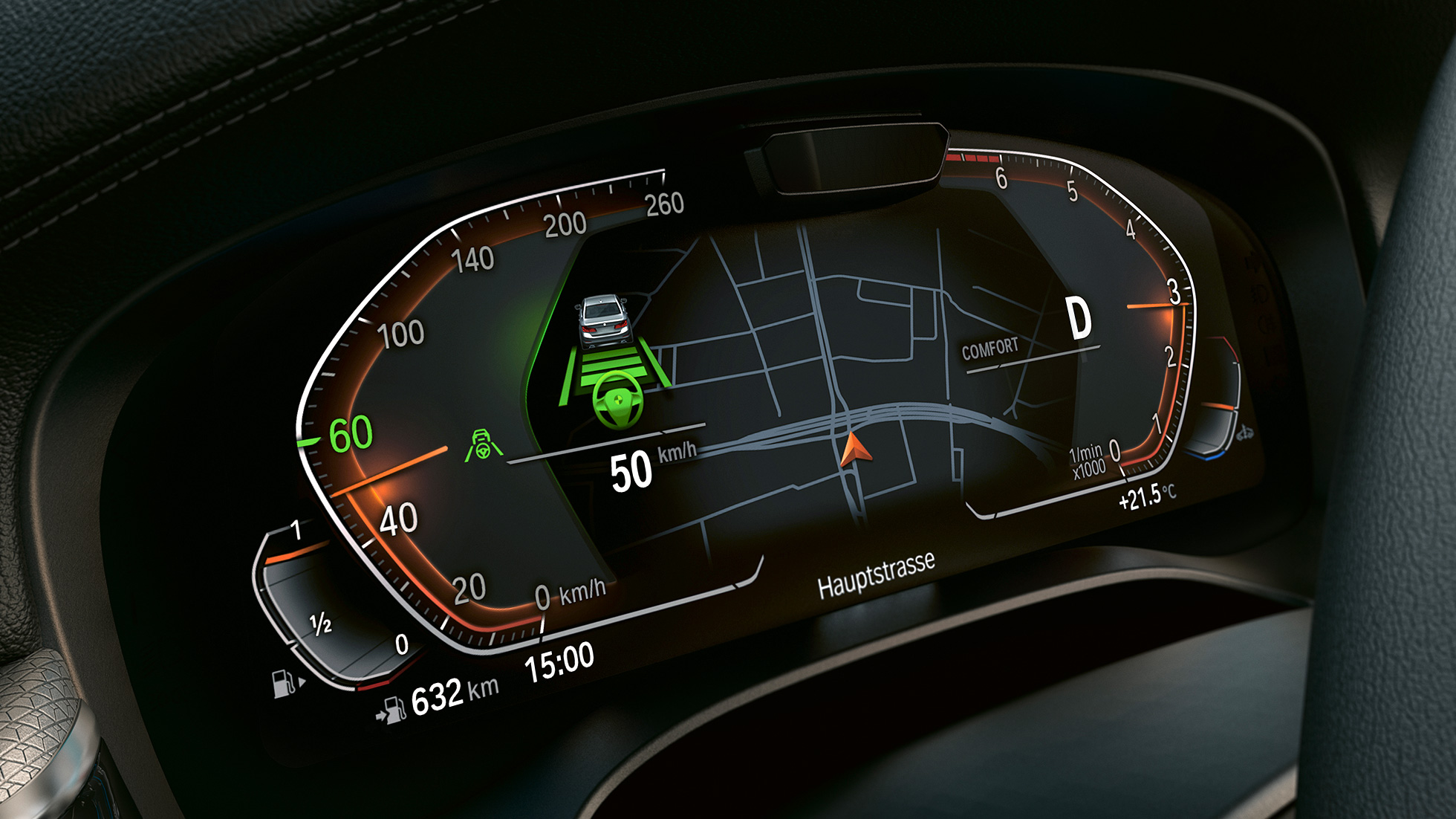 Informationsdisplay BMW 5-serie Touring G31 Informationsdisplay BMW 5-serie Touring G31 Facelift 2020 Sofistogrå närbild Interiör
