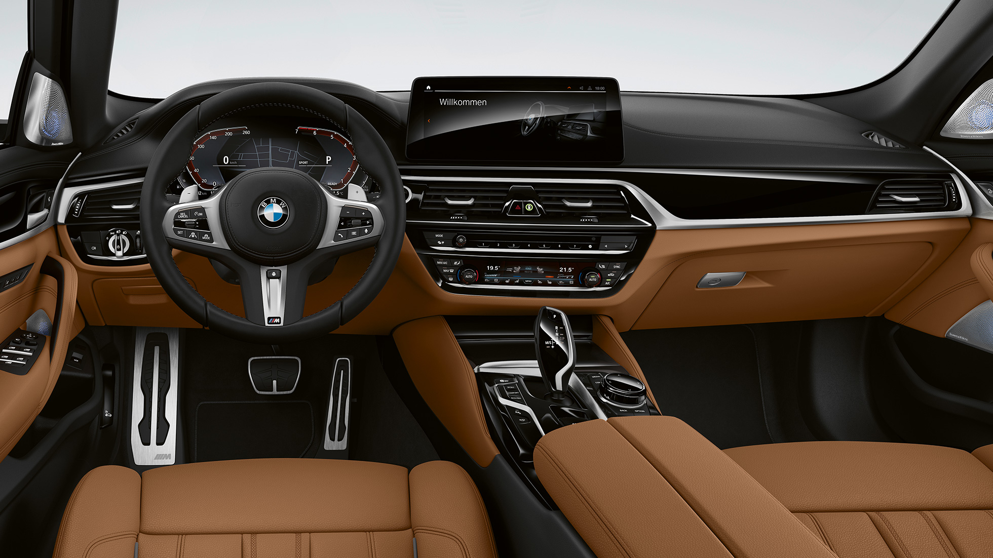 Förarplats BMW 5-serie Touring G31 M sportpaket Förarplats BMW 5-serie Touring 530e G31 2020 M sportpaket läder ’Dakota’ Cognac exklusivsöm med tubsöm i kontrastfärg Kupé