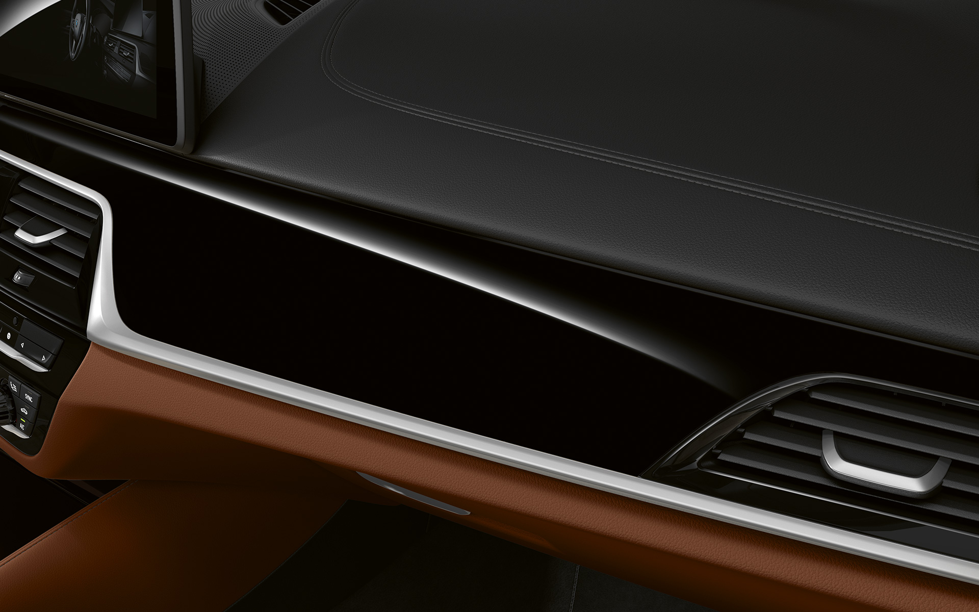 BMW 5-serie Touring G31 LCI Förarplats i detalj i BMW Individual interiörlister Pianolack Svart BMW 5-serie Touring G31 Facelift 2020 Förarplats i detalj BMW Individual interiörlister Pianolack Svart