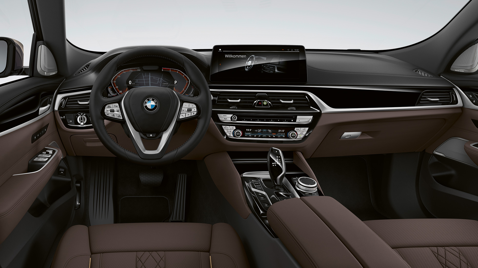 Förarplats BMW 6-serie Gran Turismo Luxury Line G32 2020 BMW 6-serie Gran Turismo 640d xDrive 2020 Luxury Line exklusivläder ’Nappa’ Mocka, interiör