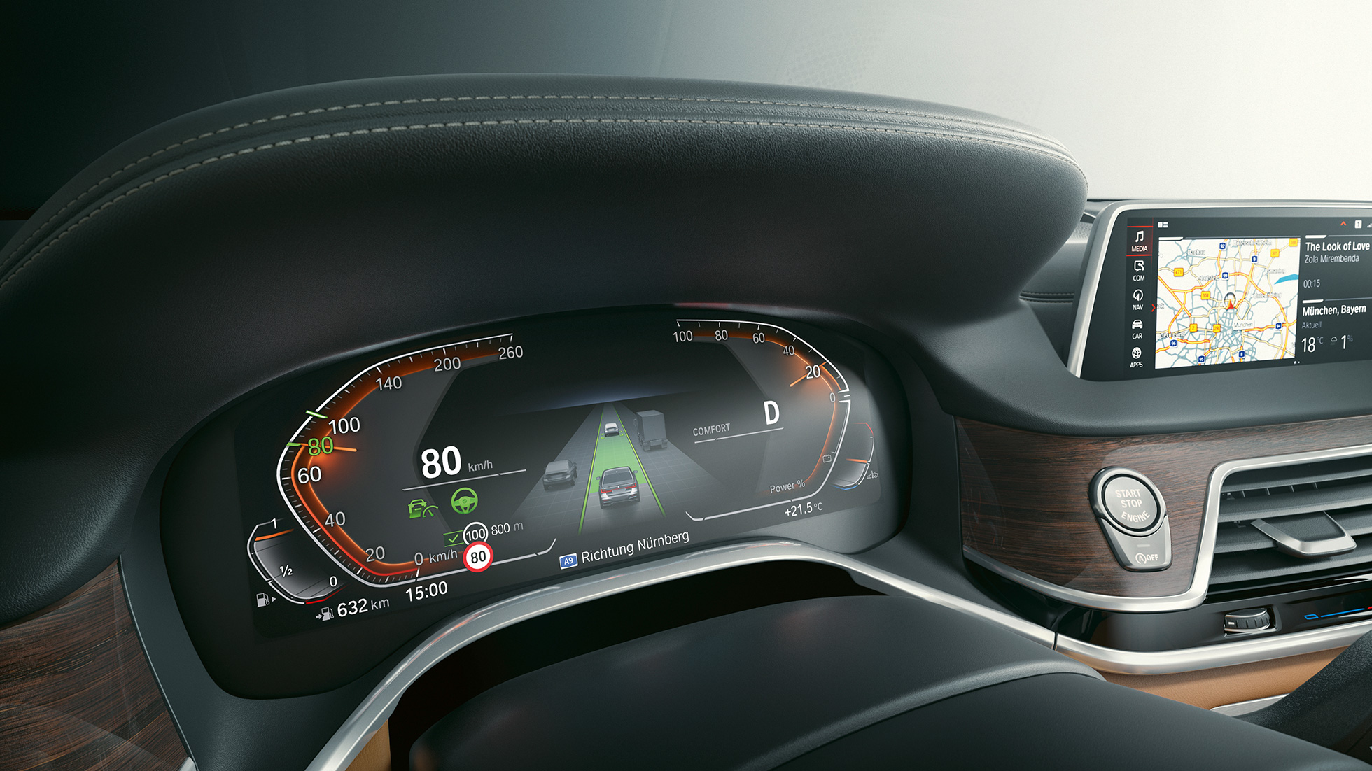 BMW 7-serie sedan: BMW Live Cockpit Professional BMW 7-serie sedan: Närbild av BMW Live Cockpit Professional