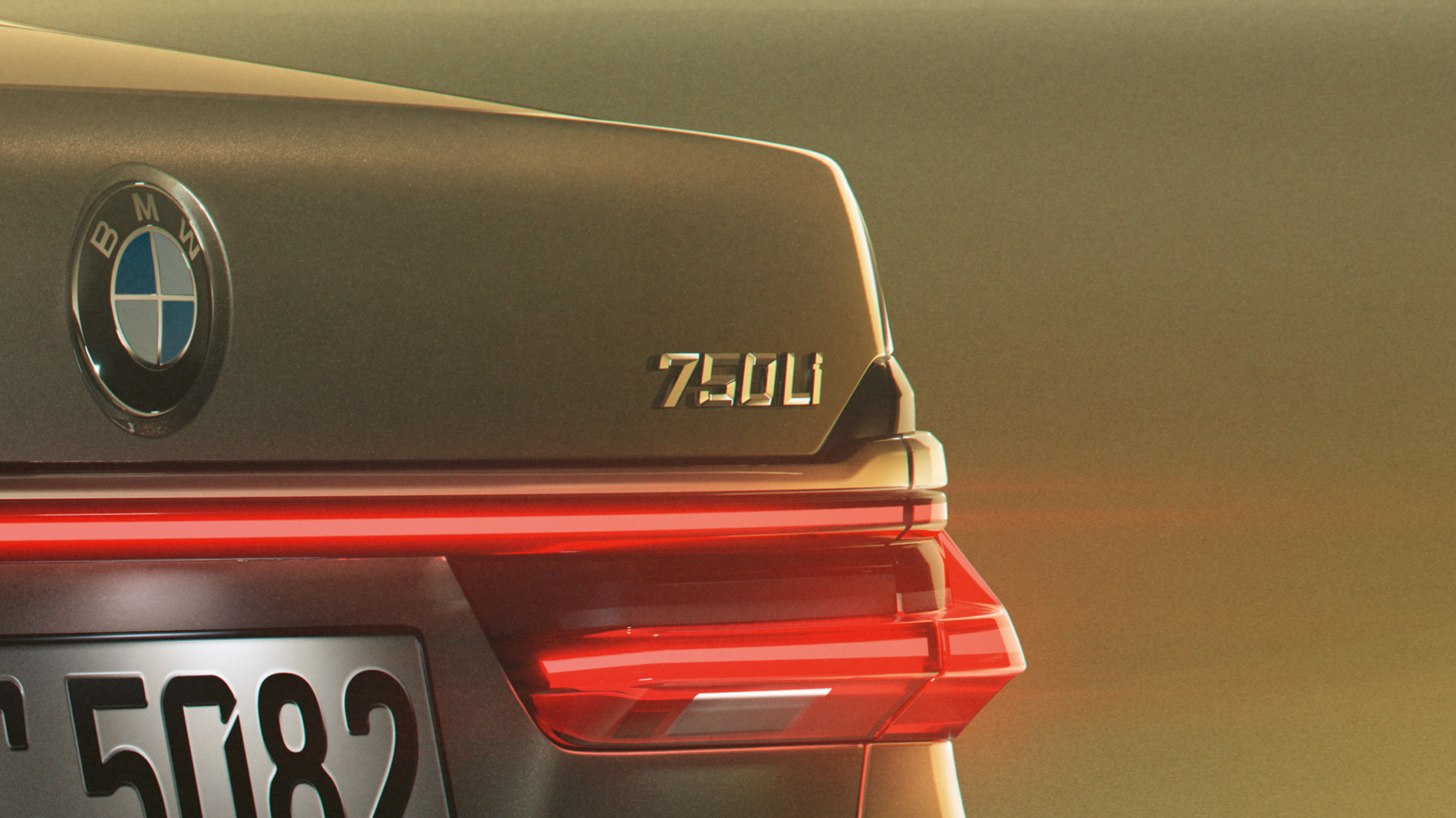 BMW 7-serie sedan 750Li-emblem BMW 7-serie sedan: Närbild av 750Li-emblemet på bakvagnen