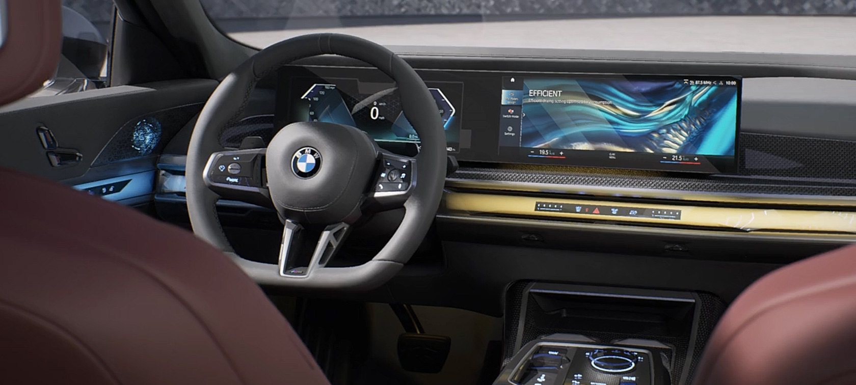 Interiördesign BMW 7-serie Sedan G70 ICE 740i M sportpaket BMW 7-serie Sedan G70 ICE 740i M sportpaket interiördesign