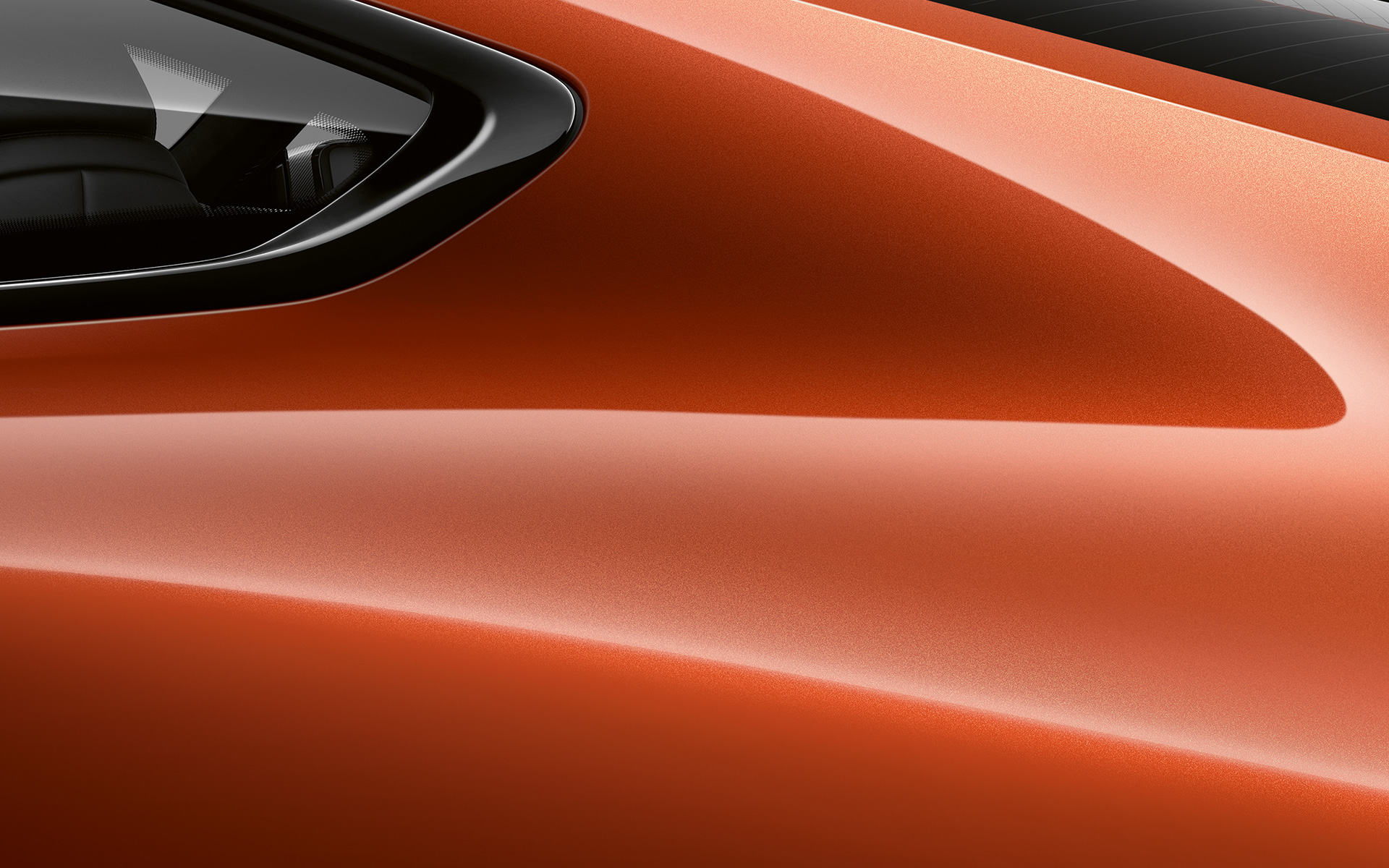 BMW 8-serie Coupé, närbild C-stolpe Närbild av C-stolpen hos BMW 8-serie Coupé i Sunset Orange metallic.