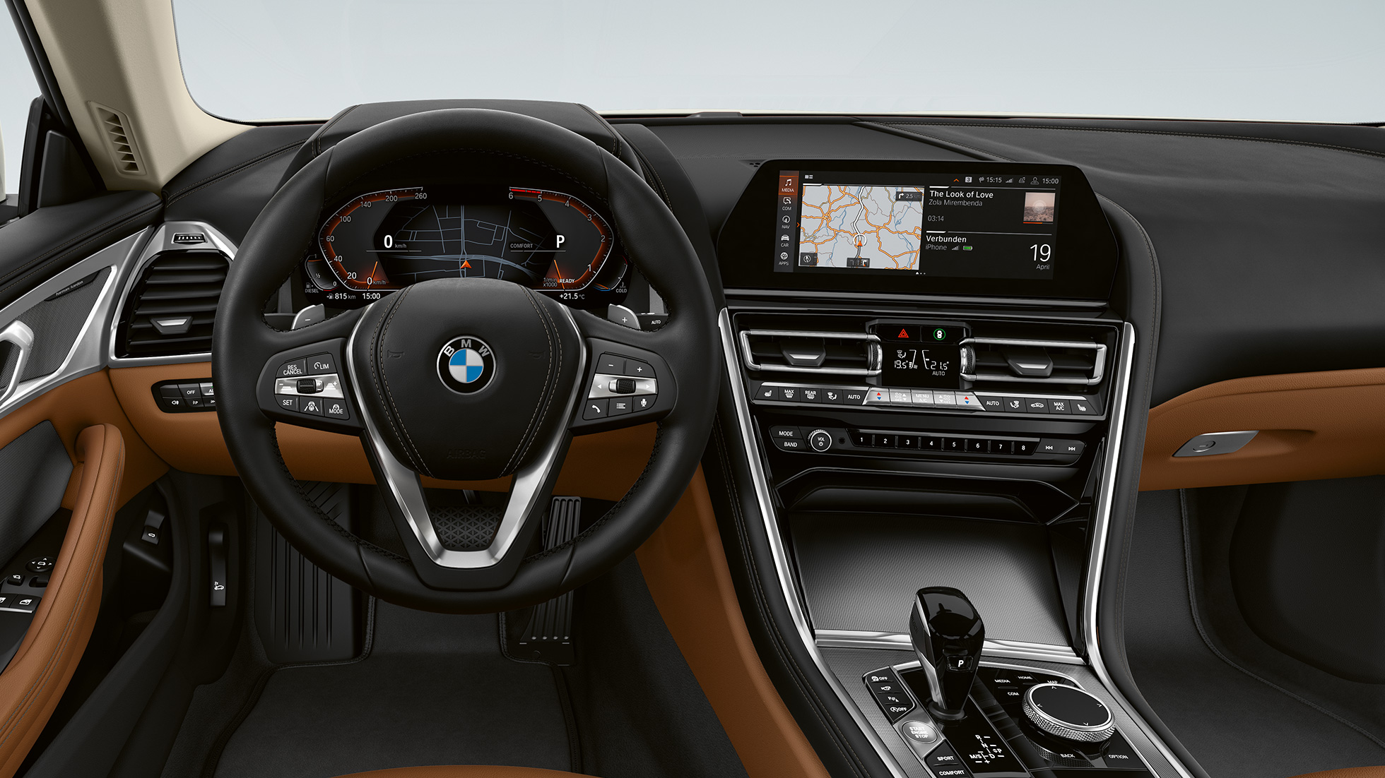 Interiörlister Aluminium nätstruktur mörk. BMW 8-serie Coupé, förarplats, interiörlister aluminium nätstruktur mörk.