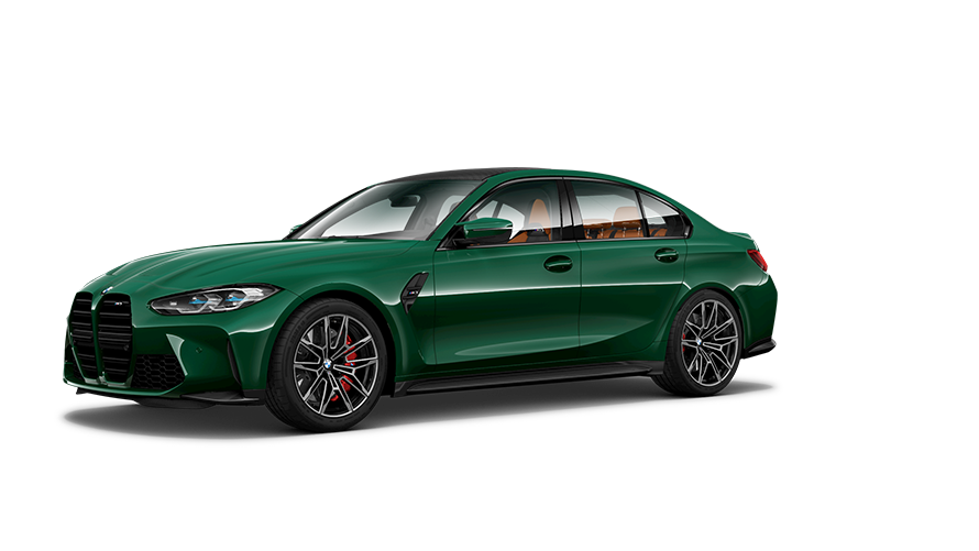 BMW M-modeller BMW M3 G80 sedd snett från sidan BMW M-modeller BMW M3 G80 sedd snett från sidan