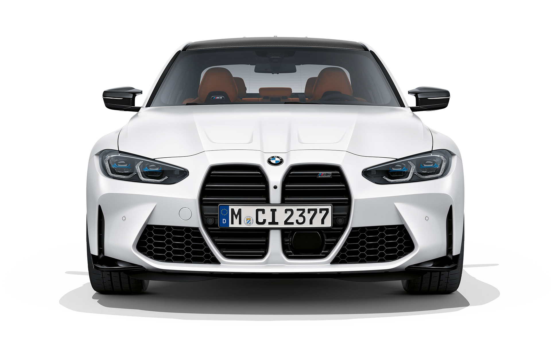 BMW M3 Competition G80 2020 Frozen Brilliant White metallic sedd framifrån