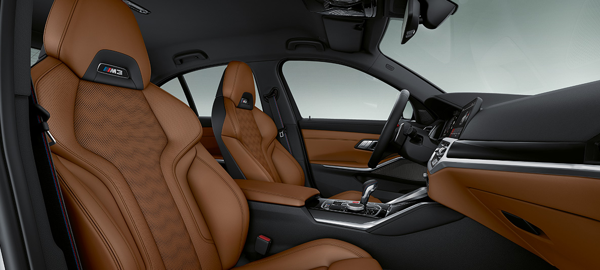BMW Individual utökad helläderutrustning ’Merino’ ’Tartufo’ BMW M4 Coupé 2020 G82 kupé BMW Individual utökad helläderutrustning ’Merino’ ’Tartufo’ BMW M4 Coupé G82 2020 kupé Cockpit