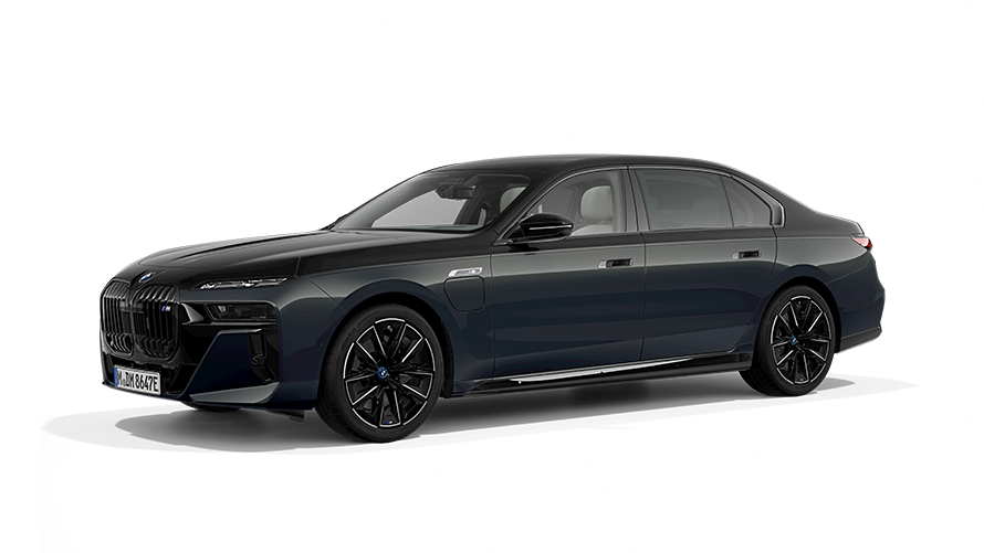 BMW M760e xDrive trefjärdedelsvy från sidan BMW M760e xDrive trefjärdedelsvy från sidan