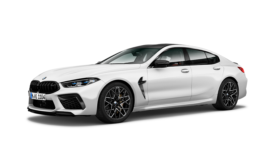 BMW M8 Gran Coupé trefjärdedelsvy från sidan BMW M8 Gran Coupé trefjärdedelsvy från sidan