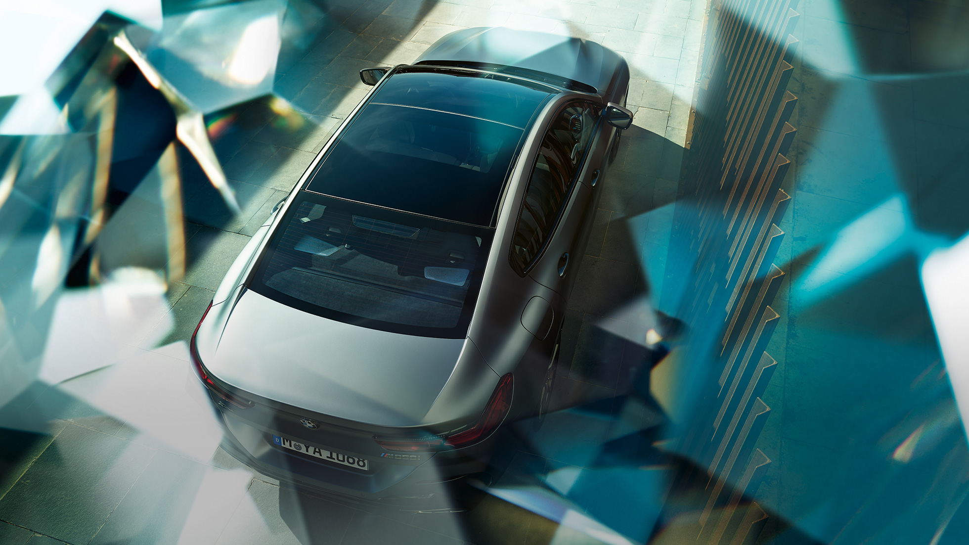 Panoramaglastak BMW M850i xDrive Gran Coupé Panoramaglastak BMW M850i xDrive Gran Coupé G16 2019 BMW Individual Frozen Bluestone metallic fågelperspektiv