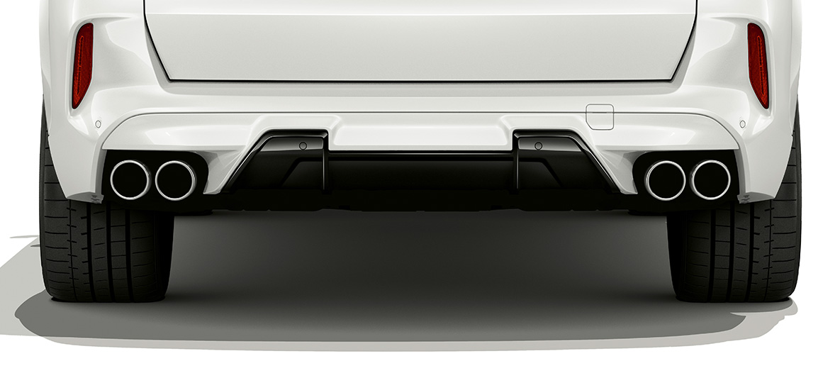Bakspoiler BMW X5 M Bakspoiler BMW X5 M Mineralvit F95 sedd bakifrån