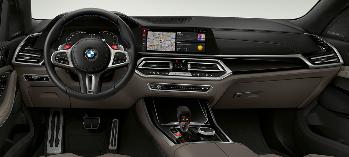 M lädersportratt BMW X5 M M lädersportratt med kontrastsömmar BMW X5 M F96 förarplats