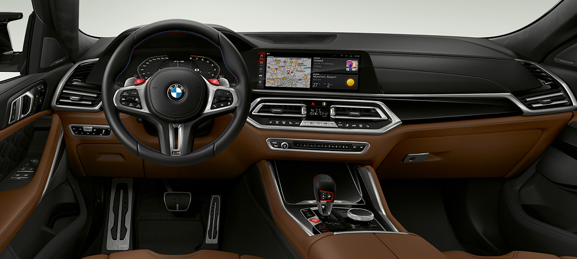 M lädersportratt BMW X6 M F96 M lädersportratt med kontrastsömmar BMW X6 M F96 2020 SUV förarplats