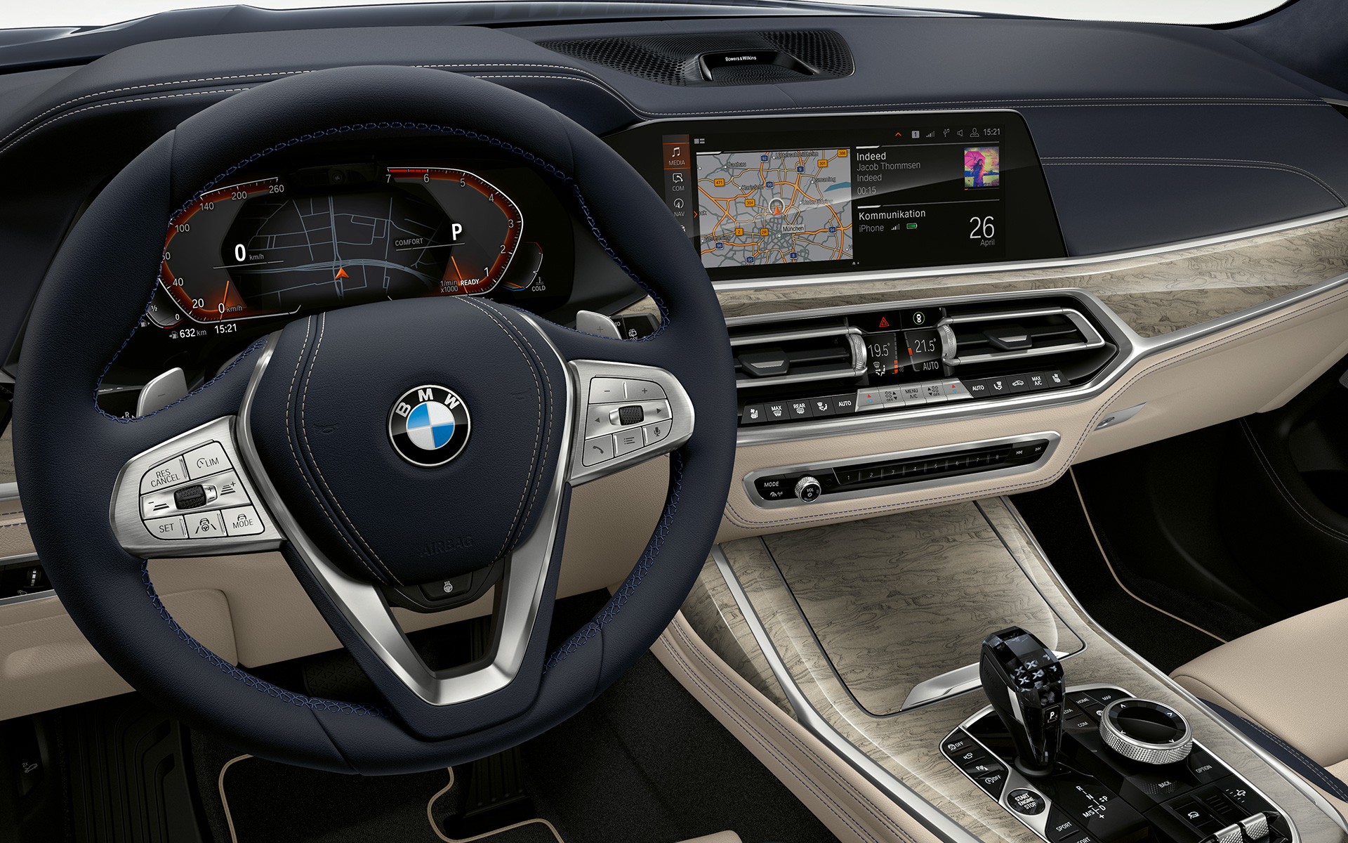 BMW X7 M50i M50d G07 2019, närbild av förarplatsen BMW X7 M50i M50d G07 2019, närbild av förarplatsen