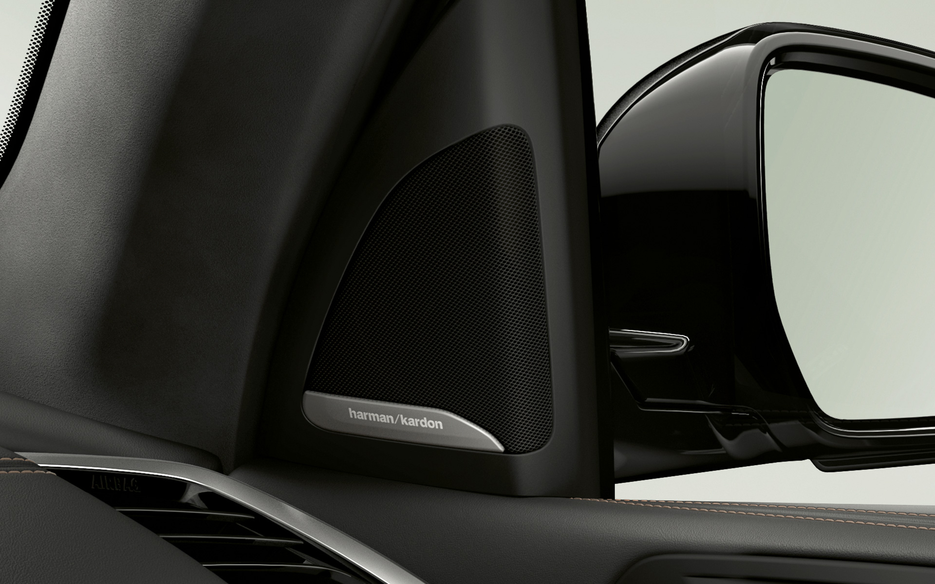BMW X7 M50i M50d G07 2019 högtalare, närbild BMW X7 M50i M50d G07 2019 högtalare, närbild