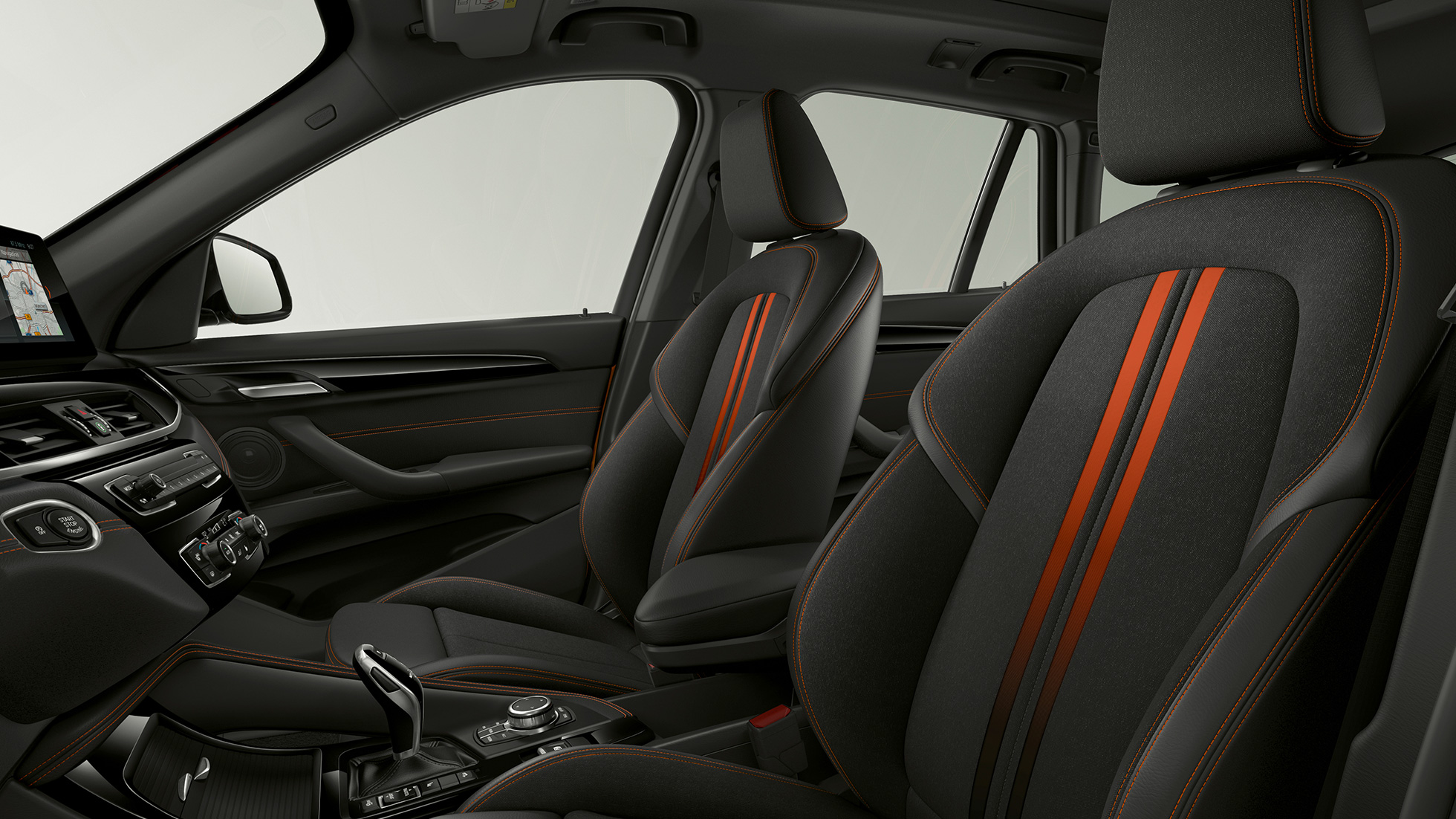 BMW X1, Modell M Sport Line, klädsel BMW X1, Modell Sport Line, interiör med utsikt över klädseln