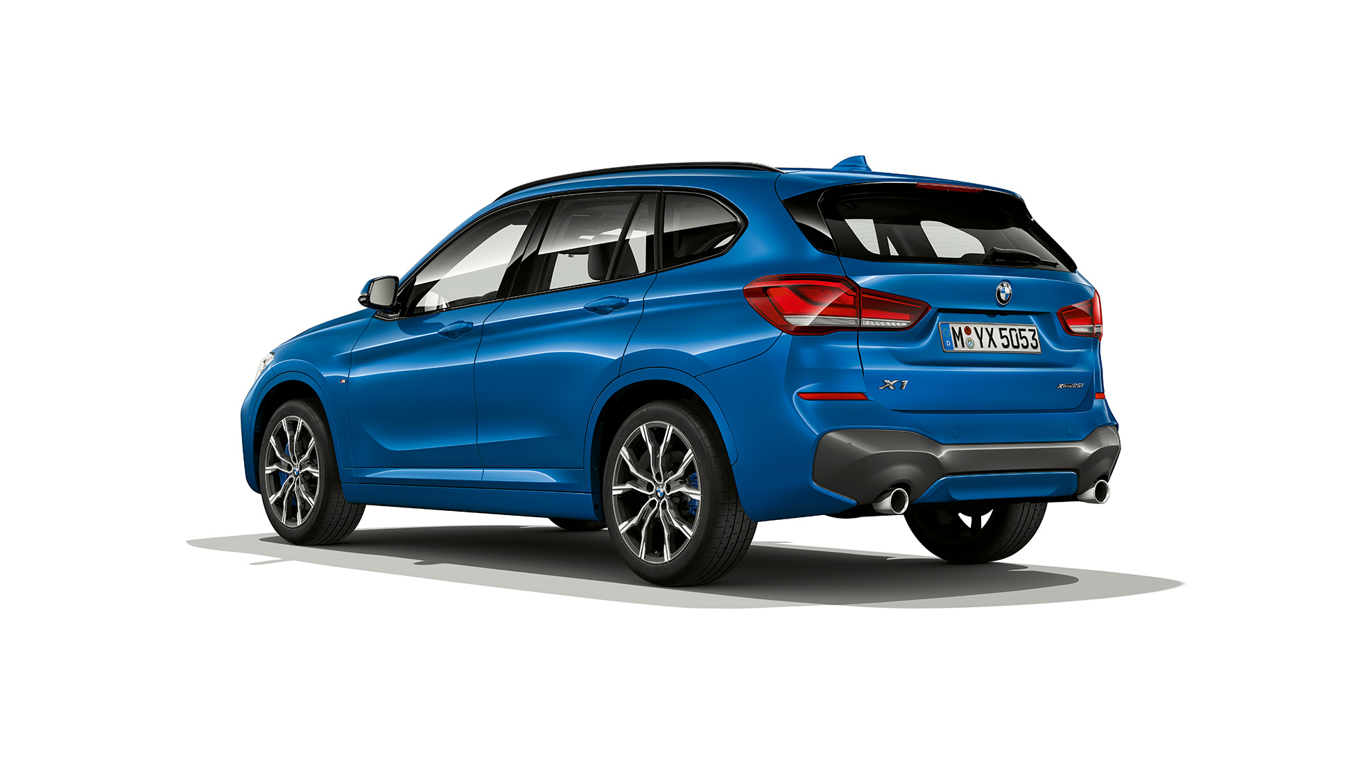 BMW X1, Modell M Sport, trefjärdedelsvy bakifrån BMW X1, Modell M Sport, trefjärdedelsvy bakifrån studiobild