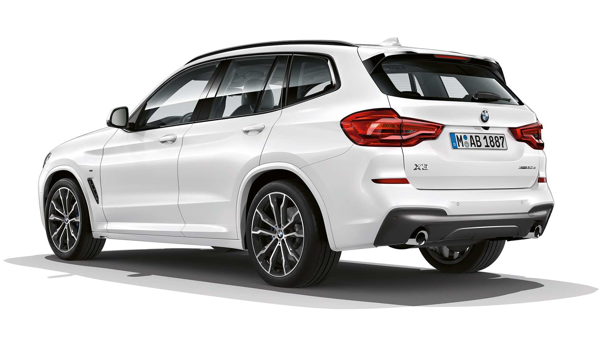 BMW X3 M40i, Modell M Sport, trefjärdedelsvy bakifrån BMW X3 M40i, Modell M Sport, trefjärdedelsvy bakifrån