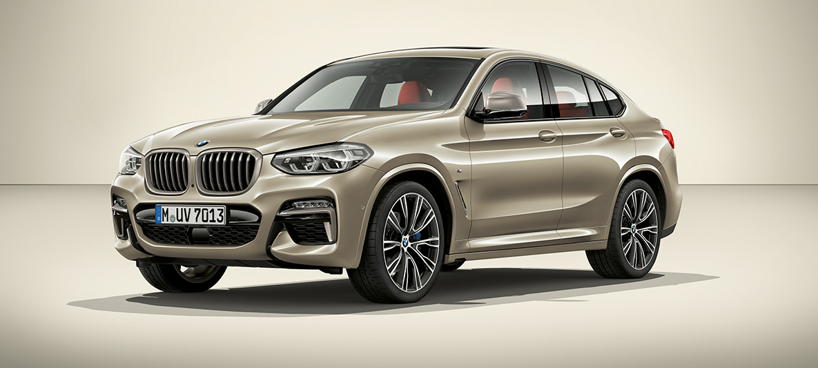 BMW Individual Sunstone metallic BMW X4 BMW Individual Collection BMW X4 G02 2018 Sunstone metallic trefjärdedelsvy från sidan