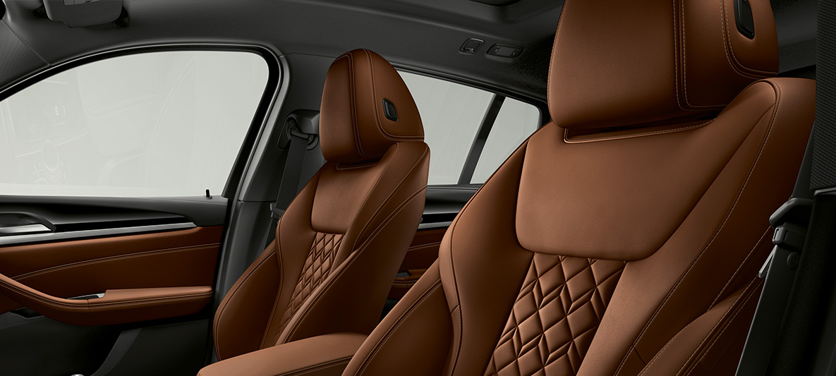 BMW Individual läder Merino fint narvat Tartufo BMW X4 BMW Individual utökad läderutrustning 'Merino' Tartufo BMW X4 G02 2018 Kupé