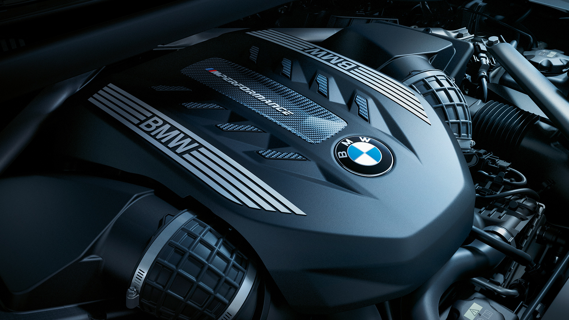 BMW X6-motorer. Närbild av BMW X6-motorn.